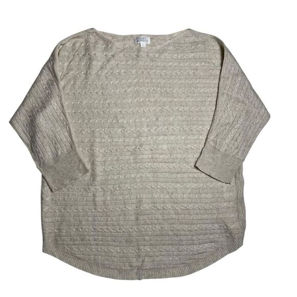 Market & Spruce Cashmere Blend Cable Knit Sweater Cream Size Large - Picture 5 of 5